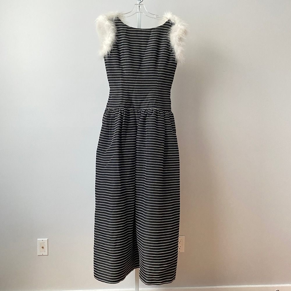 Victor Costa MobWife Quirky Dainty Victorian Dress 12 Black Striped Party